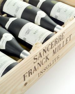 Sancerre Franck Millet bottles in a wooden case, Chez Pierre catalogue