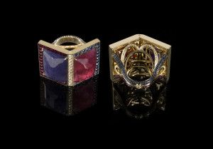 Two cocktail rings with coloured stones, Armani Privé F/W 2012 look book