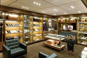 Church's shoe shop with leather armchairs, La Rinascente, Milan