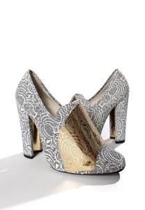 Lace-patterned platform pumps, Harper's Bazaar editorial 2014