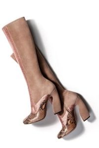 Pink snakeskin knee boots, Harper's Bazaar editorial 2013