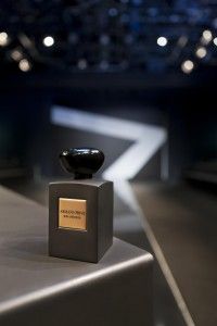Armani Privé fragrance bottle photographed beneath the Armani theatre, Milan, Madame Figaro 2013