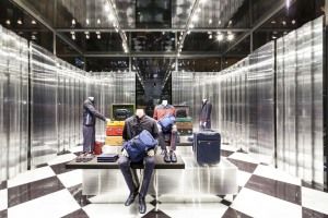 Prada Sport store with mirrored walls and chequered floor, Corso Venezia, Milan