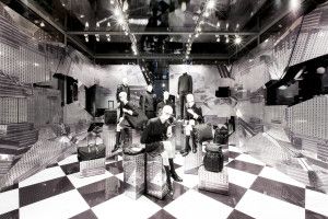 Prada Sport store with mirrored walls and graphic prints, Corso Venezia, Milan
