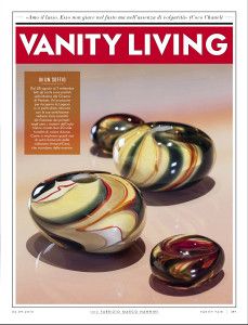 Vanity Fair magazine page with Armani/Casa glass pebbles, September 2013