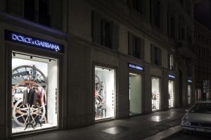 Dolce & Gabbana store front at night, Milan, 2014