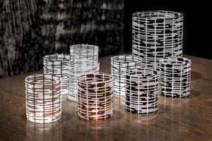 Armani/Casa glass lanterns with black and white pattern, Salone del Mobile 2013