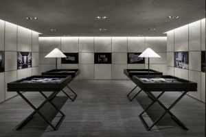 Display tables and lamps in the Armani/Casa sales gallery, Century Spire, Manila