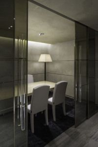 Meeting room behind glass doors, Armani/Casa sales gallery, Century Spire, Manila