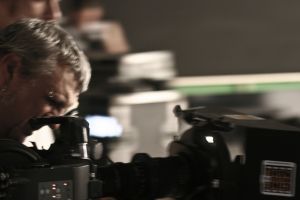 Cinema camera and operator on set