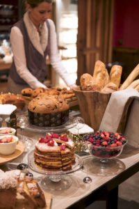 Breakfast buffet with cakes, bread and berries, Le Triptyque, Cheval Blanc Courchevel