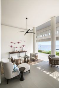 Spa bar lounge opening onto the sea, Cheval Blanc Randheli, Maldives
