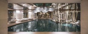 Indoor pool and lounge, Cheval Blanc Courchevel, panoramic view