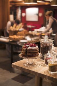 Breakfast buffet with cakes and pastries at Le Triptyque, Cheval Blanc Courchevel